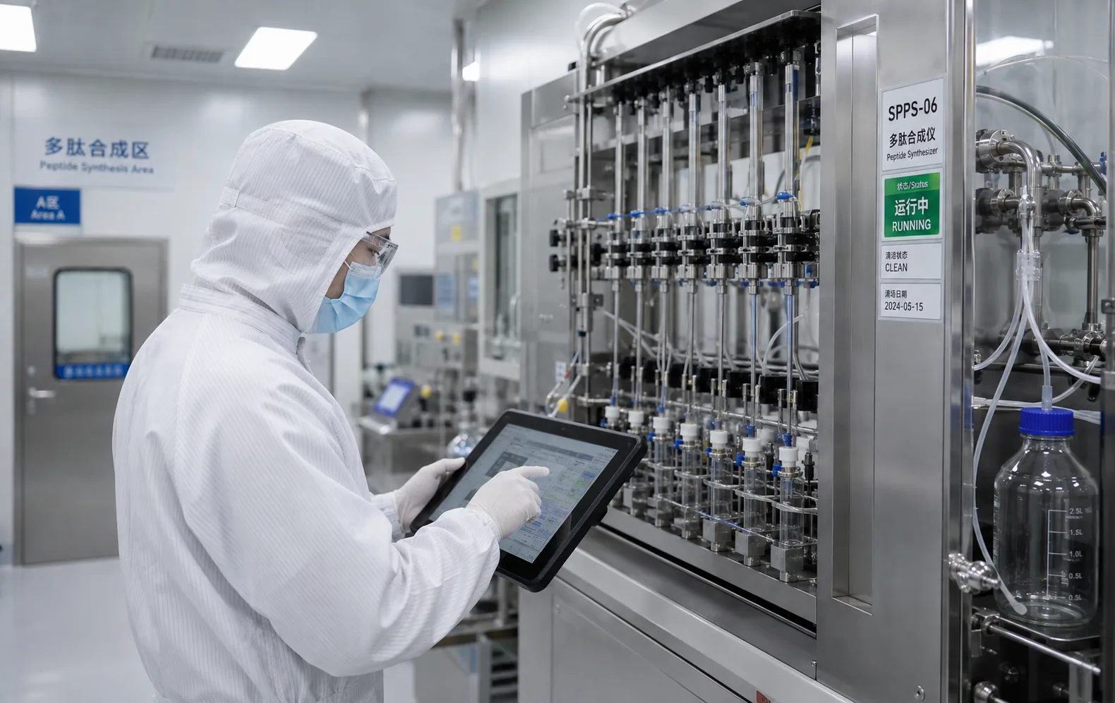 Representative scientist reviewing laboratory equipment