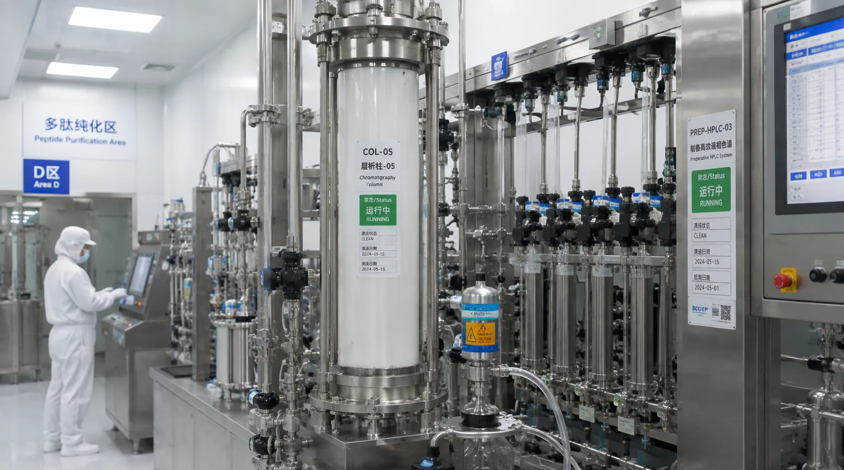 Representative peptide purification equipment in a neutral laboratory